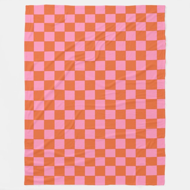 Couverture Polaire à damiers orange et rose (Devant)