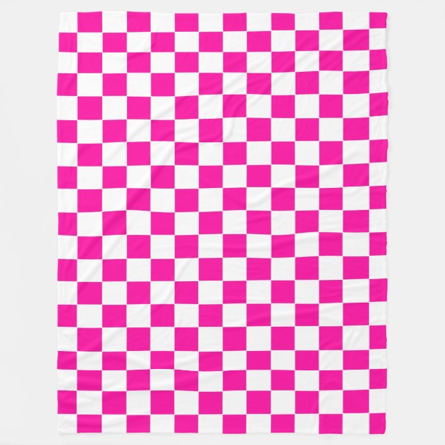 Couverture Polaire à damiers rose et blanc (Devant)
