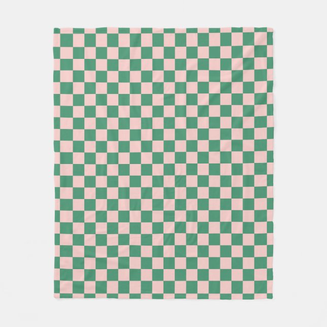 Couverture Polaire À damiers vert et rose Chèque Motif (Devant)