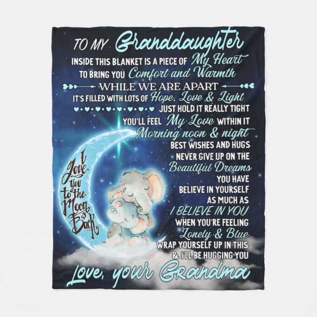 Couverture Polaire À ma petite-fille Elephant Idée cadeau d'anniversa (Devant)