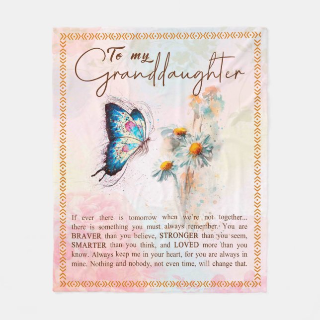 Couverture Polaire À Mon Cadeau Petite-Fille, Beau Cadeau Papillon (Devant)