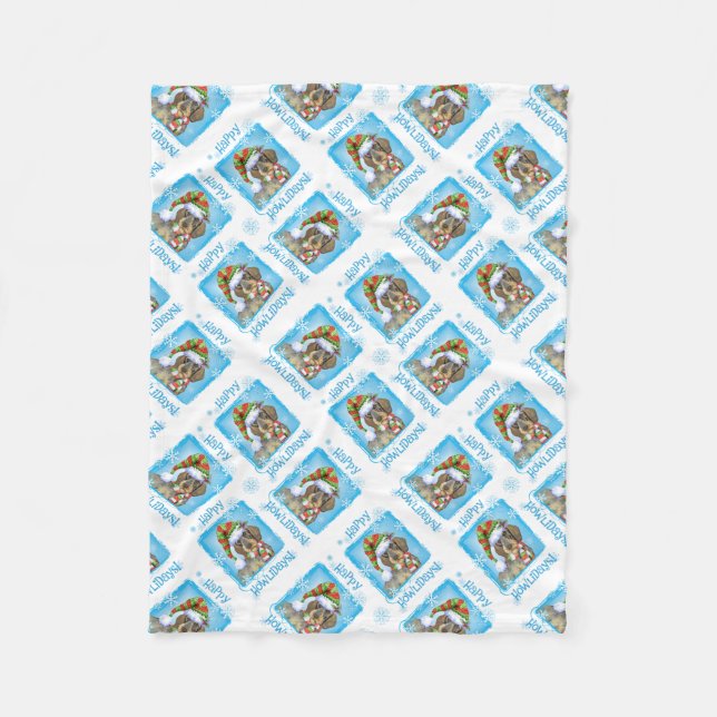 Couverture Polaire À poils durs de Noël Dachshund (Devant)