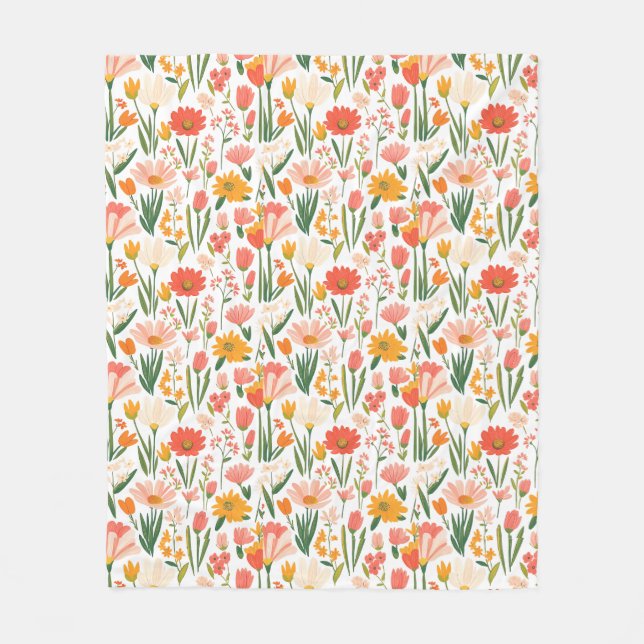 Couverture Polaire  A seamless pattern of spring flowers  (Devant)