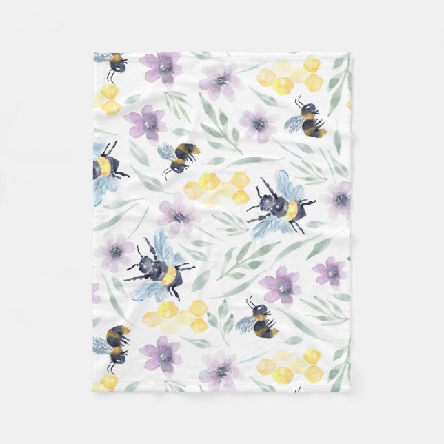 Couverture Polaire Abeille aquarelle Motif (Devant)