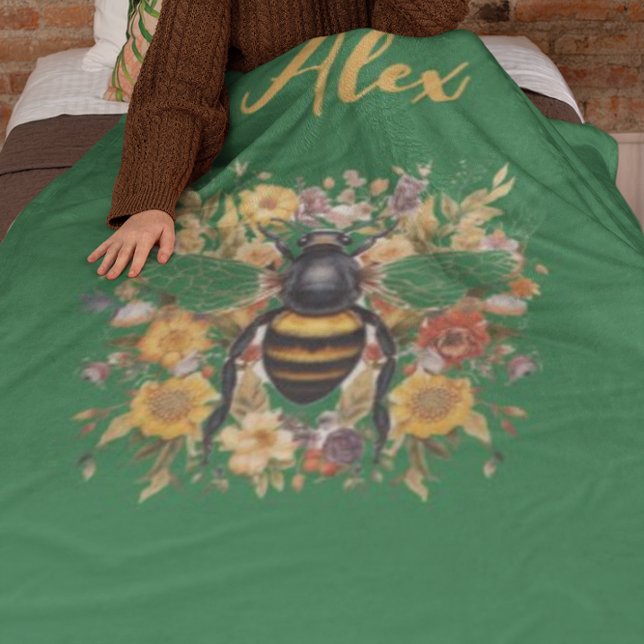 Couverture Polaire Abeille et Fleurs sauvages personnalisés - (Créateur téléchargé)