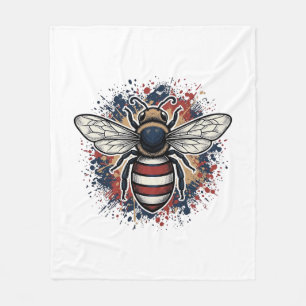 Couverture Polaire Abeille patriotique gravure vintage vecteur Design