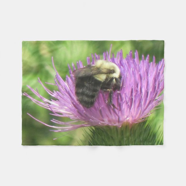 Couverture Polaire Abeille sur chardon (Devant (Horizontal))