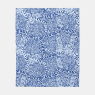Couverture Polaire Abstract Denim Pockets Patchwork Seamless Pattern