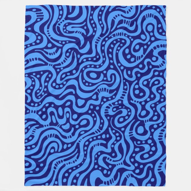 Couverture Polaire Abstrait 041211 - Bébé bleu sur Deep Navy (Devant)