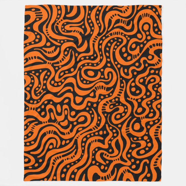 Couverture Polaire Abstrait 041211 - orange sur noir (Devant)