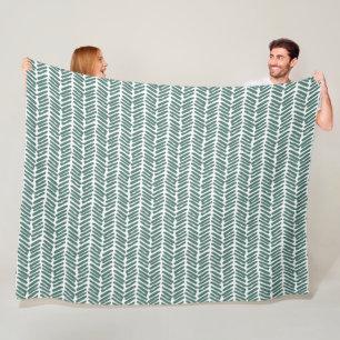 Couverture Polaire Abstrait Chevron blanc chic gris gris vert