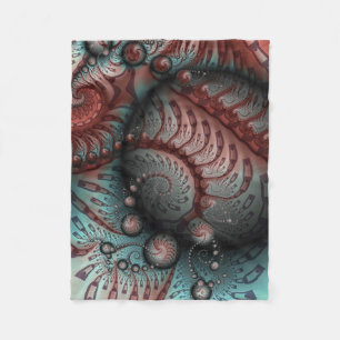 Couverture Polaire Abstrait Fantaisie Vive Art Fractal Brun Bleu