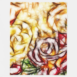 Couverture Polaire Abstrait Jaune Rose Lumière Artistique Floral Glow