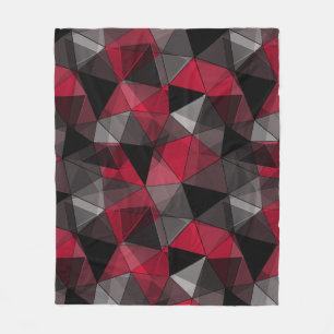 Couverture Polaire Abstrait Noir, rouge, gris géométrique.