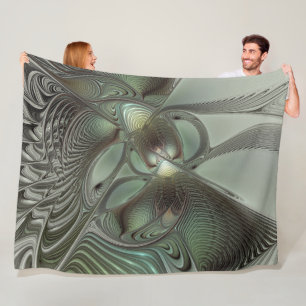 Couverture Polaire Abstrait Olive Sage Green Grey Fractal Art Imagina