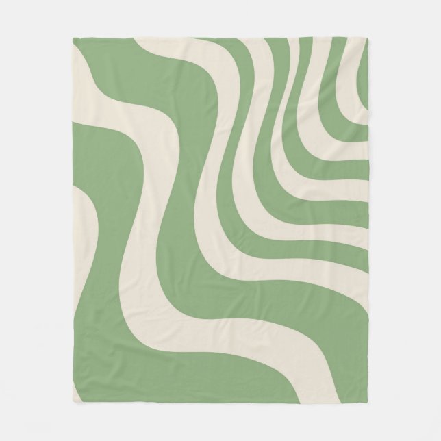 Couverture Polaire Abstrait vert Vague moderne printemps été (Devant)
