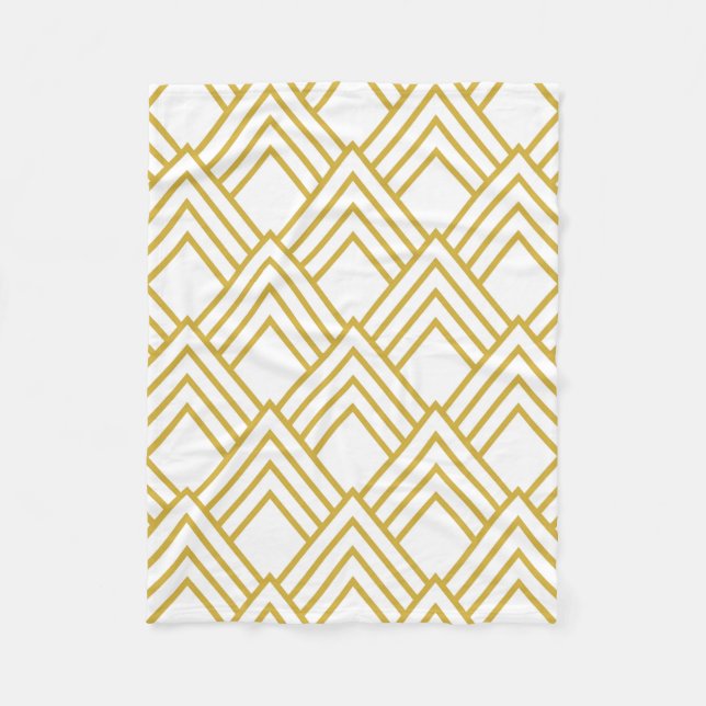 Couverture Polaire Abstraite géométrique, blanc et or blanc polaire (Devant)