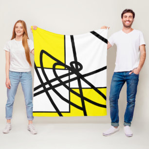 Couverture Polaire Abstraite ligne minimalisme noir gris jaune couver
