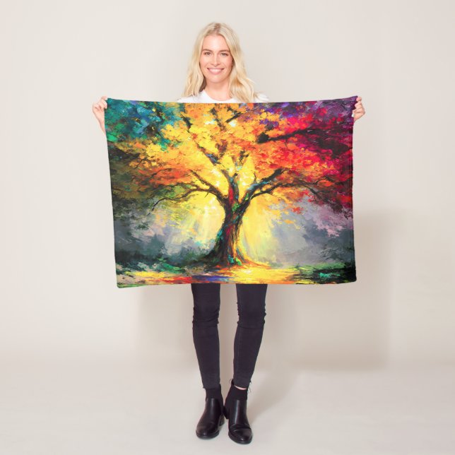 Couverture Polaire Abstraite nature spirituelle Arbre de vie (En situation)