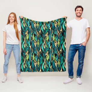 Couverture Polaire Abstraits patchs sans couture zèbre vert noir