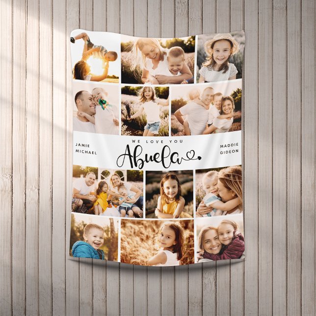 Couverture Polaire Abuela We Lots Hearts Modern Photo Collage (Créateur téléchargé)