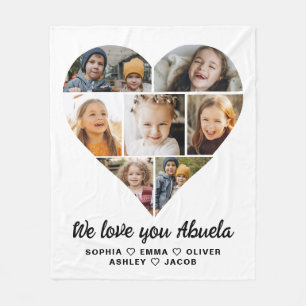 Couverture Polaire Abuela We Love you Heart Modern Photo Collage