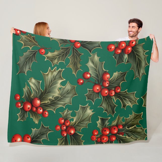 Couverture Polaire Accents de Noël traditionnels (En situation)