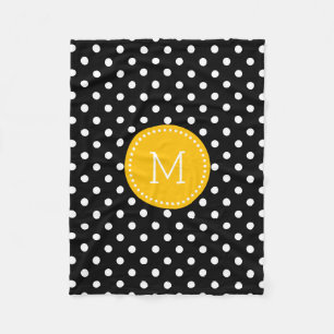 Couverture Polaire Accents Jaune Polkadot Blanc Et Noir