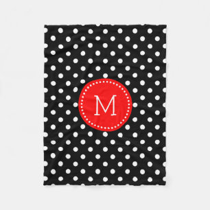 Couverture Polaire Accents Rouge Polkadot Blanc Et Noir