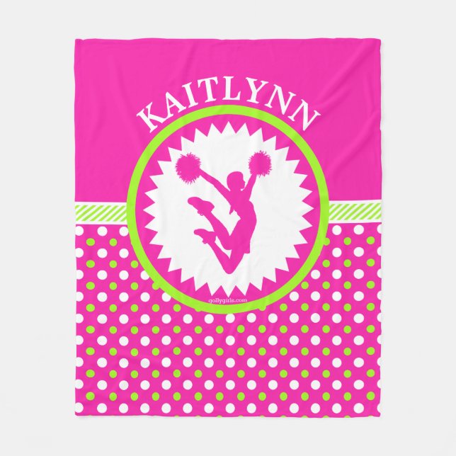 Couverture Polaire Acclamation décorée d'un monogramme/pois rose et (Devant)