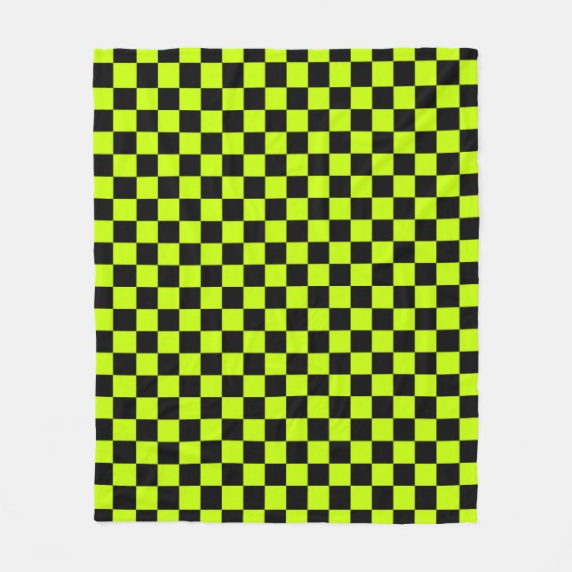 Couverture Polaire Acid green black checkerboard pattern (Devant)