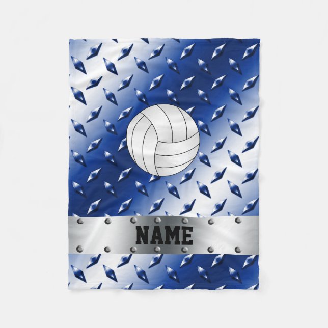 Couverture Polaire Acier bleu personnalisé de diamant de volleyball (Devant)