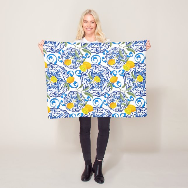 Couverture Polaire Acitrus d'été, boho, bohème, floral méditerranéen  (En situation)