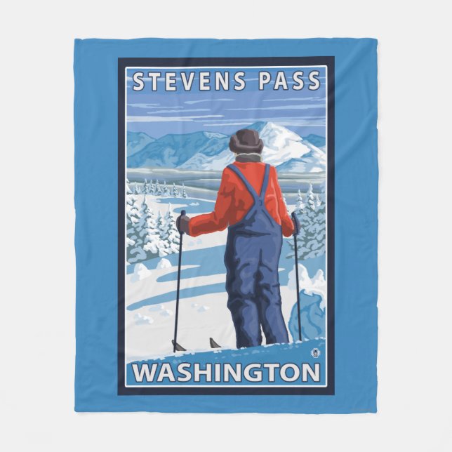 Couverture Polaire Admirer de skieur - passage de Stevens, Washington (Devant)