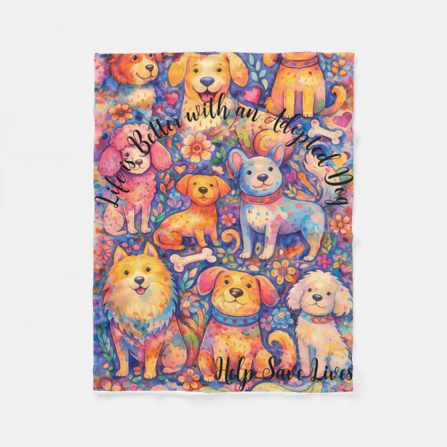 Couverture Polaire Adopted Dog Theme Fleece Blanket 30" x 40" (Devant)