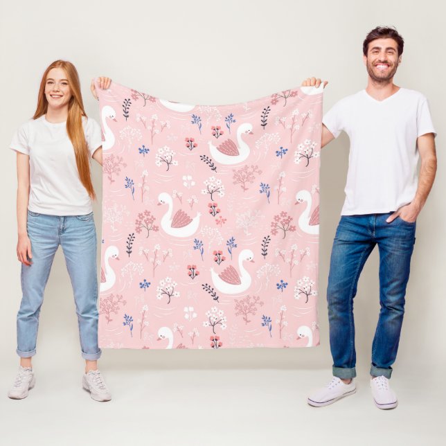 Couverture Polaire Adorable Animal Swan Lake Botanical Kids (En situation)