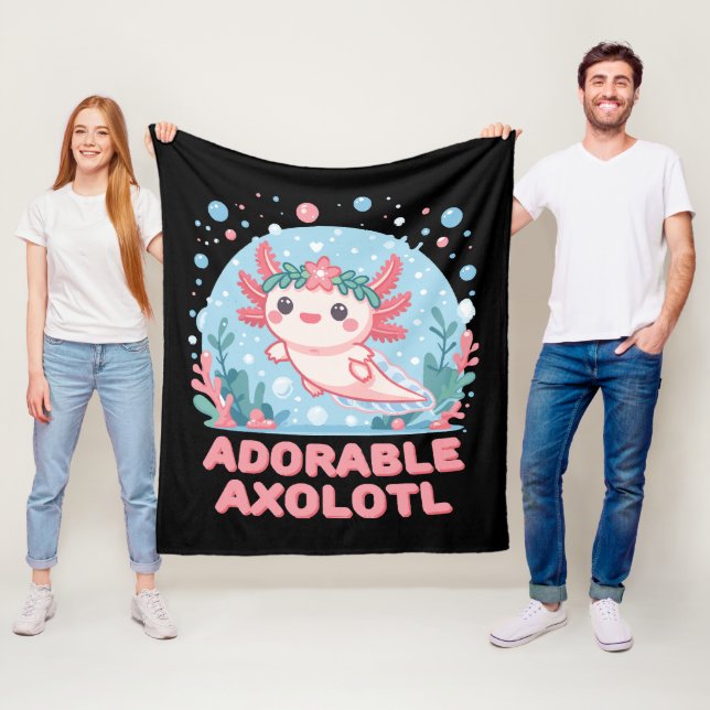 Couverture Polaire Adorable Axolotl Cutesse aquatique (En situation)