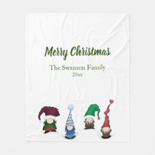 Couverture Polaire Adorable Gnome Posse Blanche en polaire
