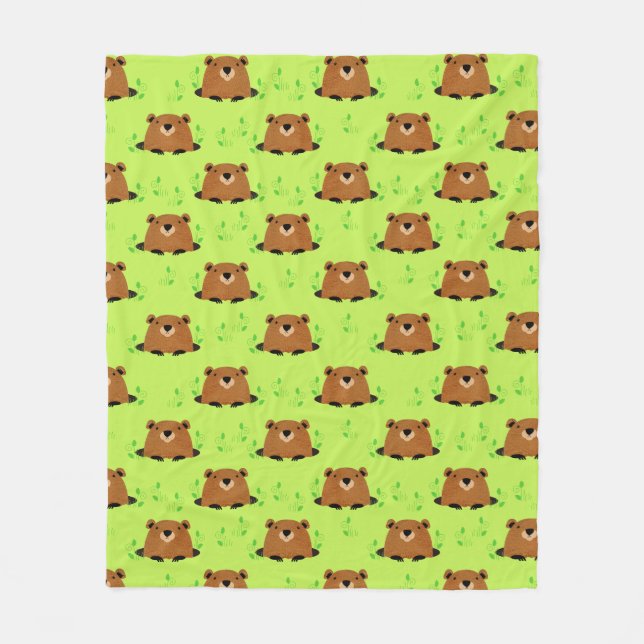 Couverture Polaire Adorable Motif de la marmotte de bois (Devant)