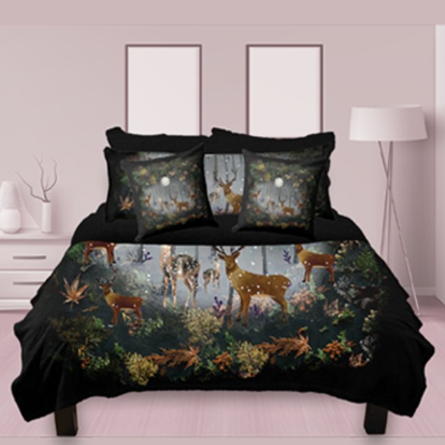 Couverture Polaire Adorable Rindeer La Nuit (Créateur téléchargé)