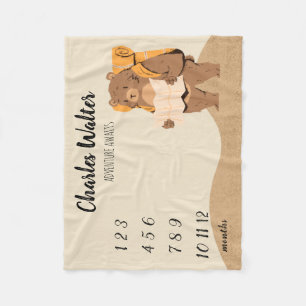 Couverture Polaire Adventure Await Baby Milestone Blanket Ours