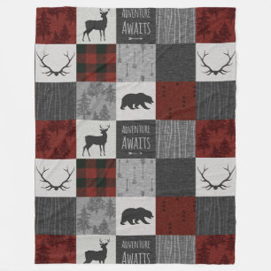 Couverture Polaire Adventure Await Fleece Blanket - Rouge, Noir, gris