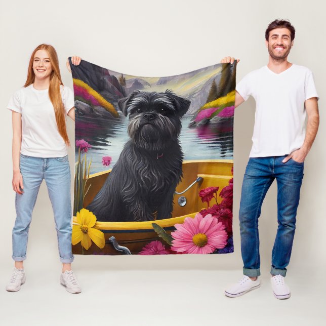 Couverture Polaire Affenpinscher Chien sur une pagaie : une aventure  (En situation)