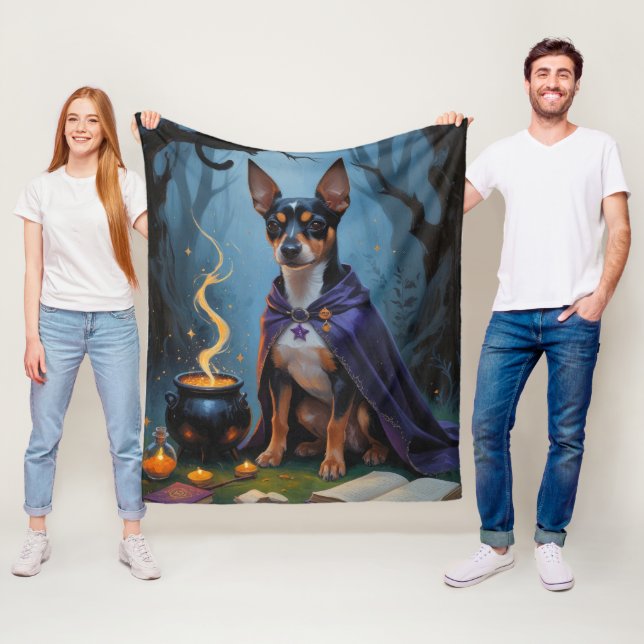Couverture Polaire Affenpinscher Chien Whimsical Halloween Peinture (En situation)