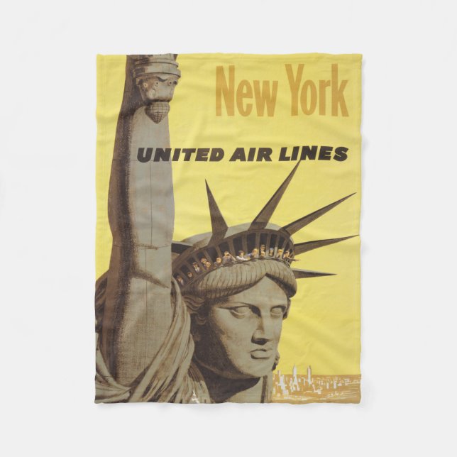 Couverture Polaire Affiche De Voyage Pour New York, United Air Lines (Devant)