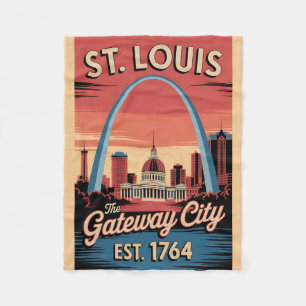Couverture Polaire Affiche de voyage rétro de Saint-Louis Missouri