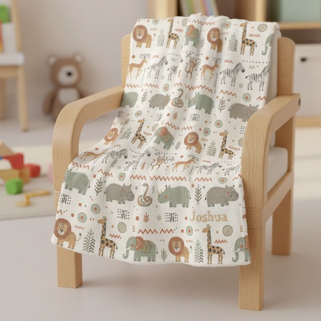 Couverture Polaire African Animal Parade Tribal Style ID1262 (Créateur téléchargé)