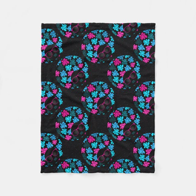 Couverture Polaire Afro Diva Turquoise & Hot Pink (Devant)