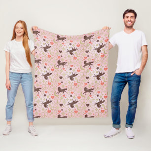 Couverture Polaire Afro Unicorn Coeur et Star Motif rose