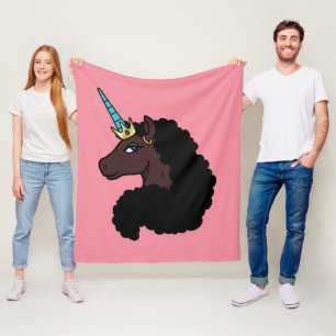 Couverture Polaire Afro Unicorn Magique